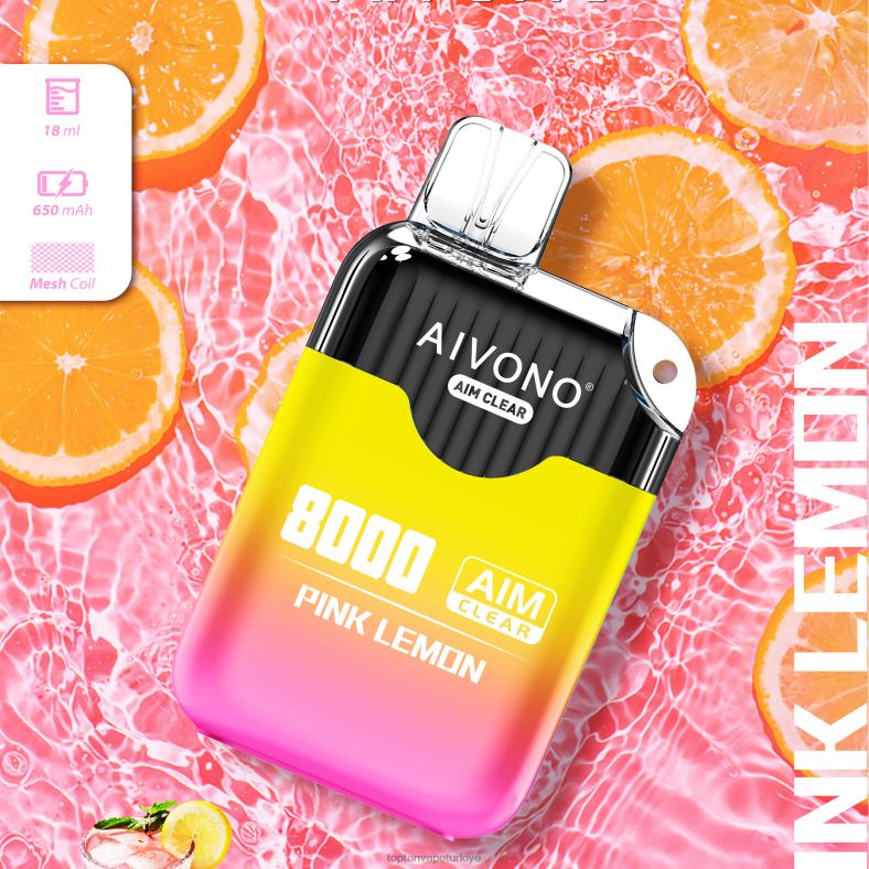 Aivono AIM CLEAR 8000 pembe limon - 8826J211 Vape Toptan Satış