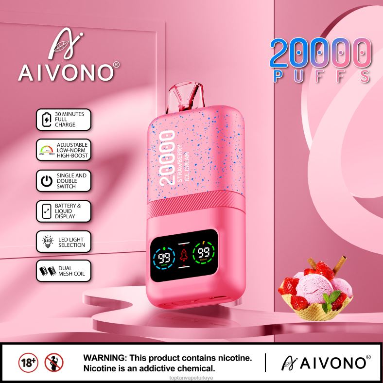 Aivono AIM magic 20000 çilekli dondurma - 8826J80 Vape Türkiye