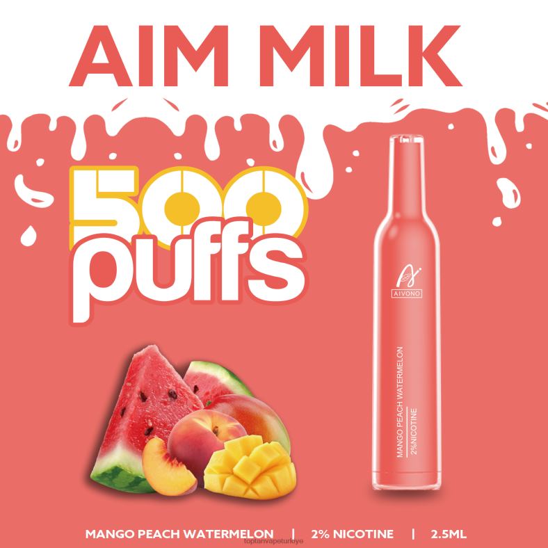 Aivono AIM MILK 500 mango şeftali karpuz - 8826J268 Toptan Vape