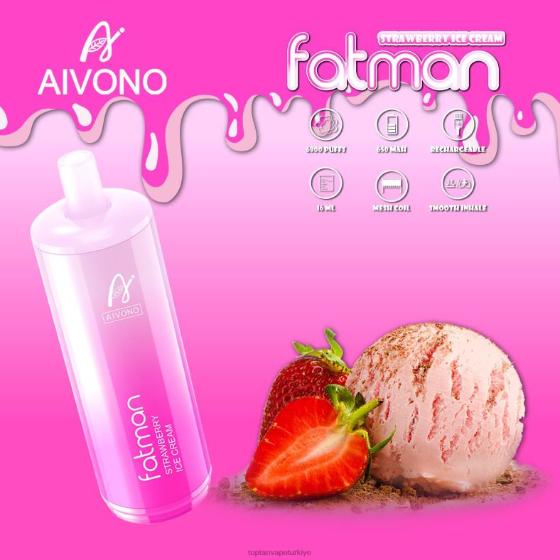 Aivono FATMAN 6800 çilekli dondurma - 8826J21 Vape Türkiye Satış