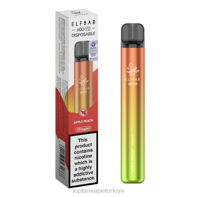 Vape Türkiye satış - elma şeftali 86VR270 ELFBAR 600V2 20mg